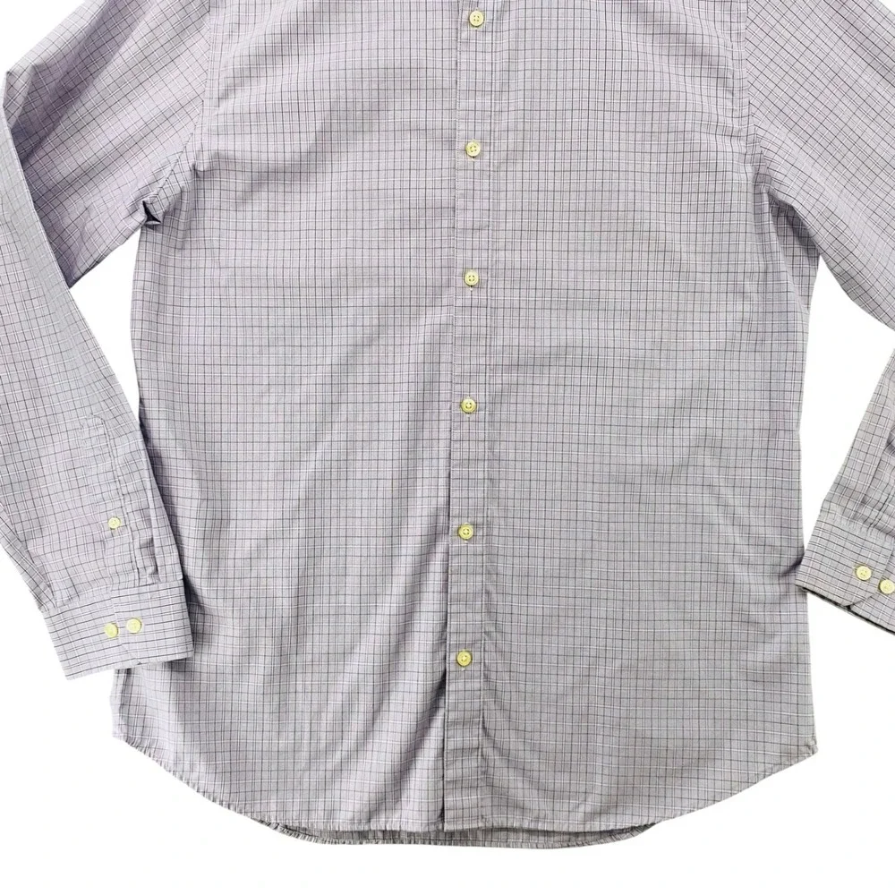 Banana Republic Mens XL NonIron Tailored Slim Fit Purple Check Button Down Shirt